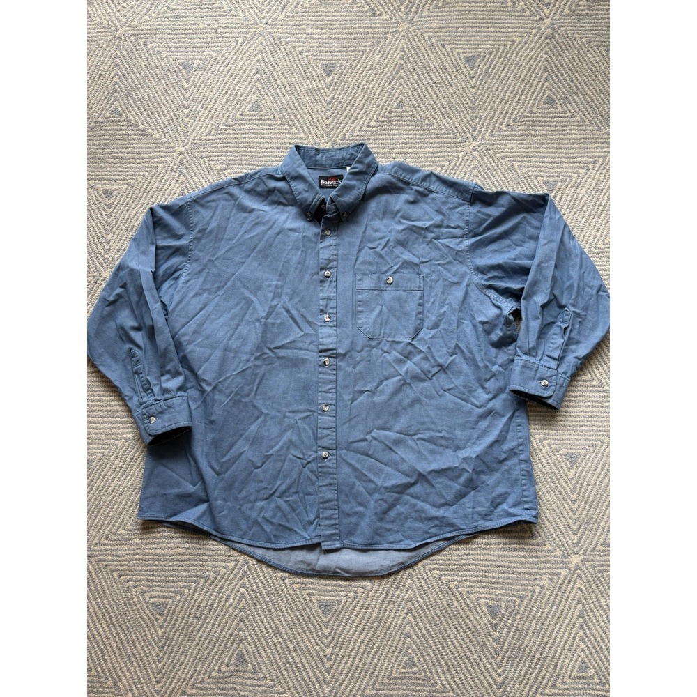 Bulwark Protective Apparel Long Sleeve Button Shirt - Denim Blue - XXL